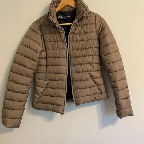Zara Puffer Jacket Olive Green NWTO - Picture 4 of 4